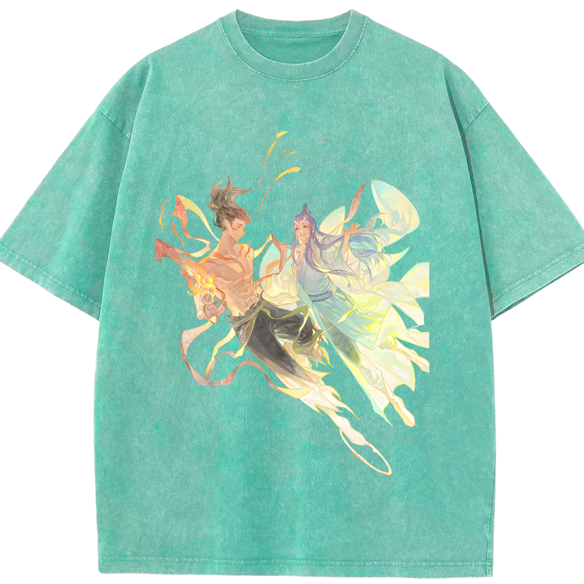 （画像用） Ne Zha 2 ナタ 魔童の大暴れ 綿100% ヴィンテージ風 半袖Tシャツ（フロントプリント）